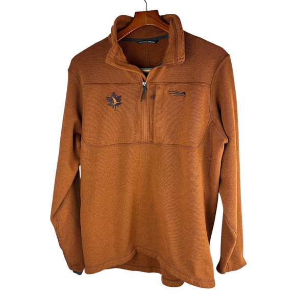 Sitka Gear Fortitude Pullover Sweatshirt Fleece Half Zip Rust Orange Men's Large - Picture 9 of 13